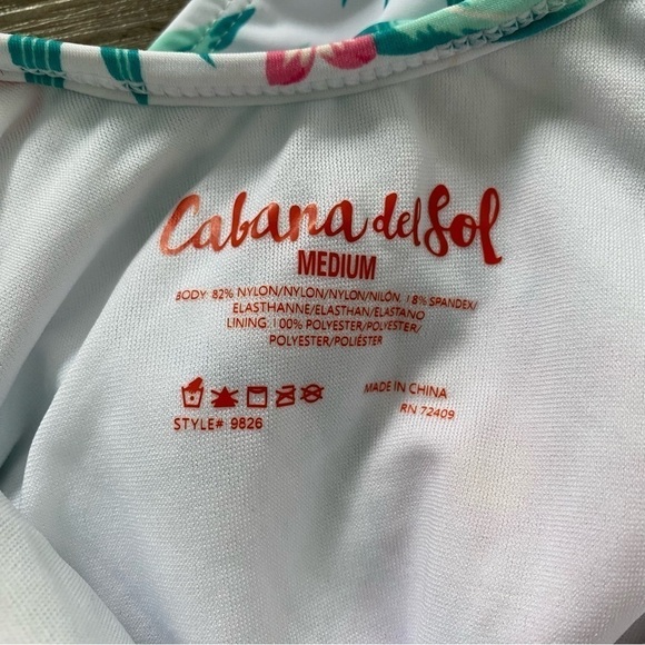 NEW Cabana Del Sol Rifle Trim One Piece Swimsuit White Pink Women’s Size Medium - Picture 8 of 8